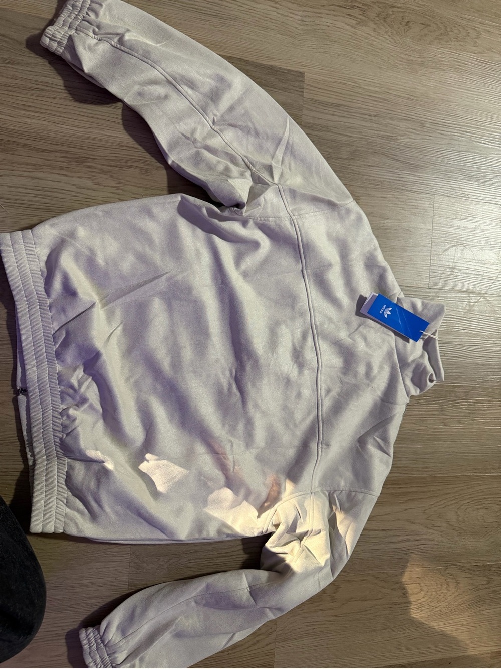 adidas Light Gray Varsity Jacket with Dark Gray Toggle Closures - Picture 2 of 5